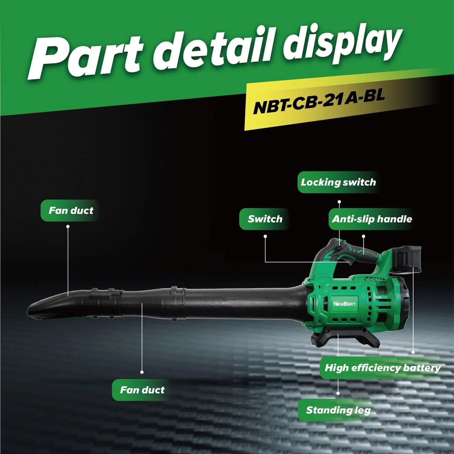 NewBeat Cordless Air Leaf Blower Machine 21V Battery Power Tools Variable Speed Electric Powered Dust Blowers Wholesaler