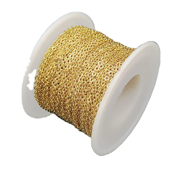 Ожерелье Rolo из нержавеющей стали 304 25 м x 2 мм позолоченная цепочка 18