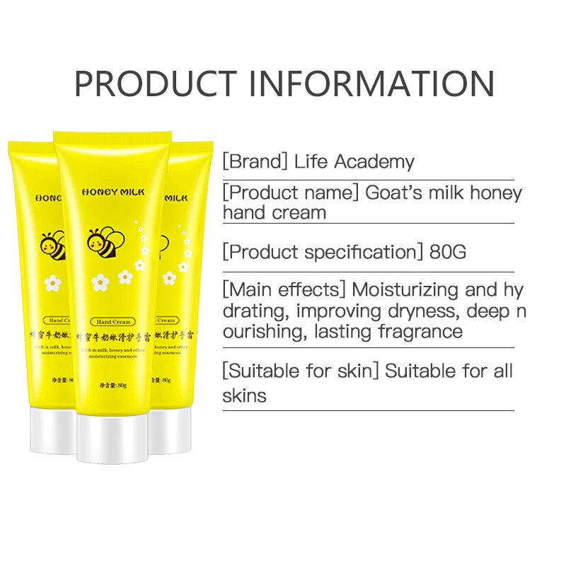 
Hand Cream Honey Milk Moisturizes Hands Skin Nourishes Anti-Dry Peeling hand+cream whitening Cosmetics manufacturers process OEM 