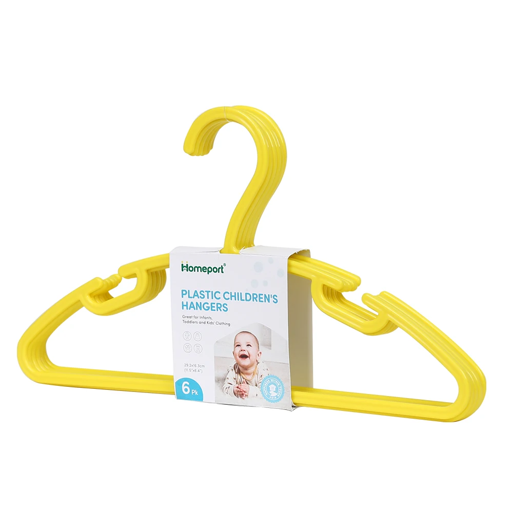 Kids 6 Pack Heavy Duty Plastic Clothes Hanger For Everyday Standard Use Clothing Hangers for children