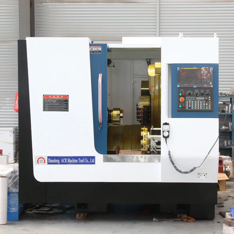 Efficient TCK46D/8 cnc milling and turning lathe 4+4 power head with Y-axis slant bed cnc lathe