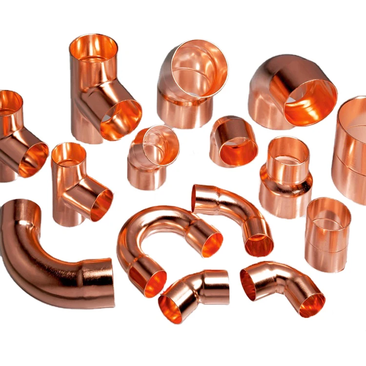 High quality Air conditioner parts copper Tube Tee pipe fittings Chinese supplier directly supply Copper fittings