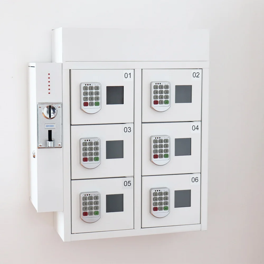 
Digital Password Lock 6 Doors Coin Operated Phone Charging Locker Station 
