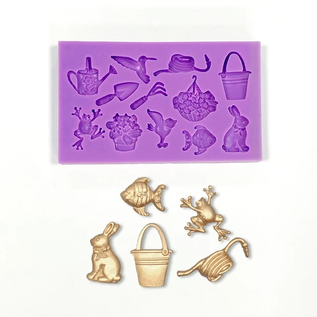 s75g frog bunny bucket fish animal garden Silicone Mold Sugarcraft mould DIY Chocolate Baking Tools Cake Fondant tool Decoration