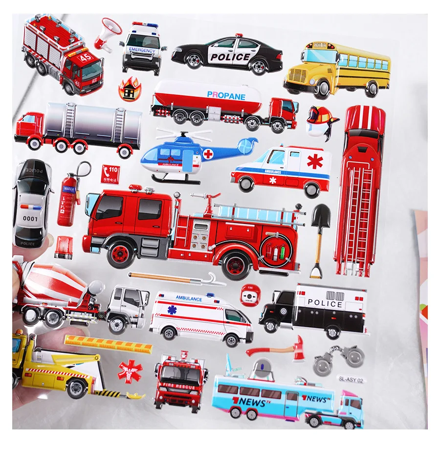 Double layer Transport tools AUTO sticker Puffy sticker play set simple silence book sticker collection
