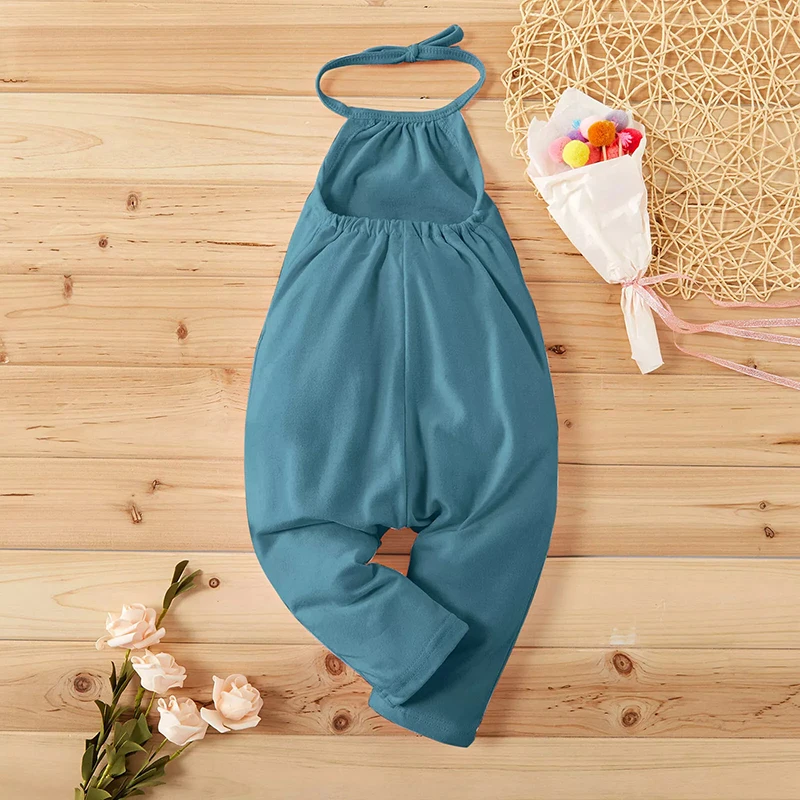 HONGBO OEM/ODM toddler girls sling romper backless sleeveless 5 years girl clothes jumpsuits long pants with pockets