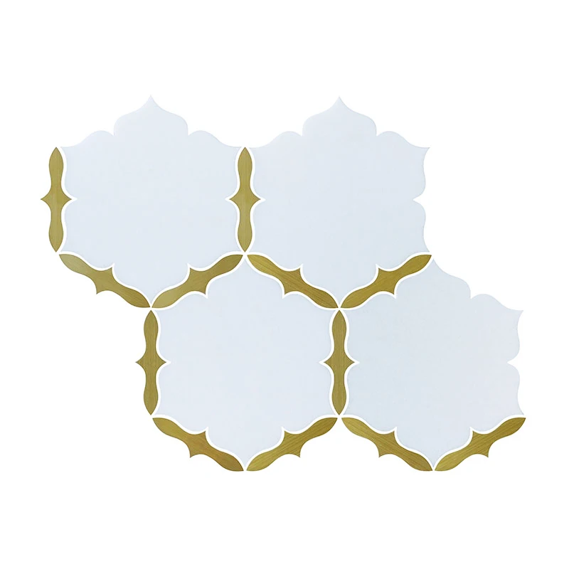 Hexagon flower shape mosaic waterjet brushed Stainless steel mosaic tile for decor wall
