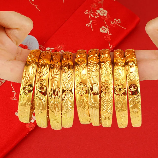 NEULRY Wholesale Fashion 24K Gold Plated Women Gold Flower Gypsophila Copper Bracelet