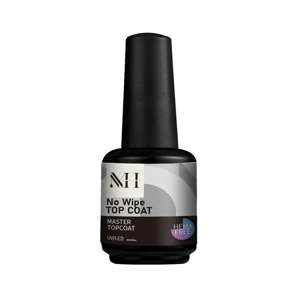 Private label vegan soak off 100% HEMA FREE crystal uv gel nail polish top coat no-wipe high shine