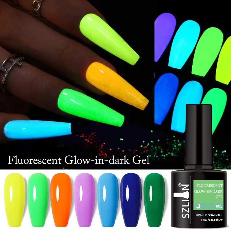 Private Label Glow In Dark Neon Color Diamond Reflective Gel Flash Disco Gel Nail Polish Semi Permanent UV Enamel Gel Varnish