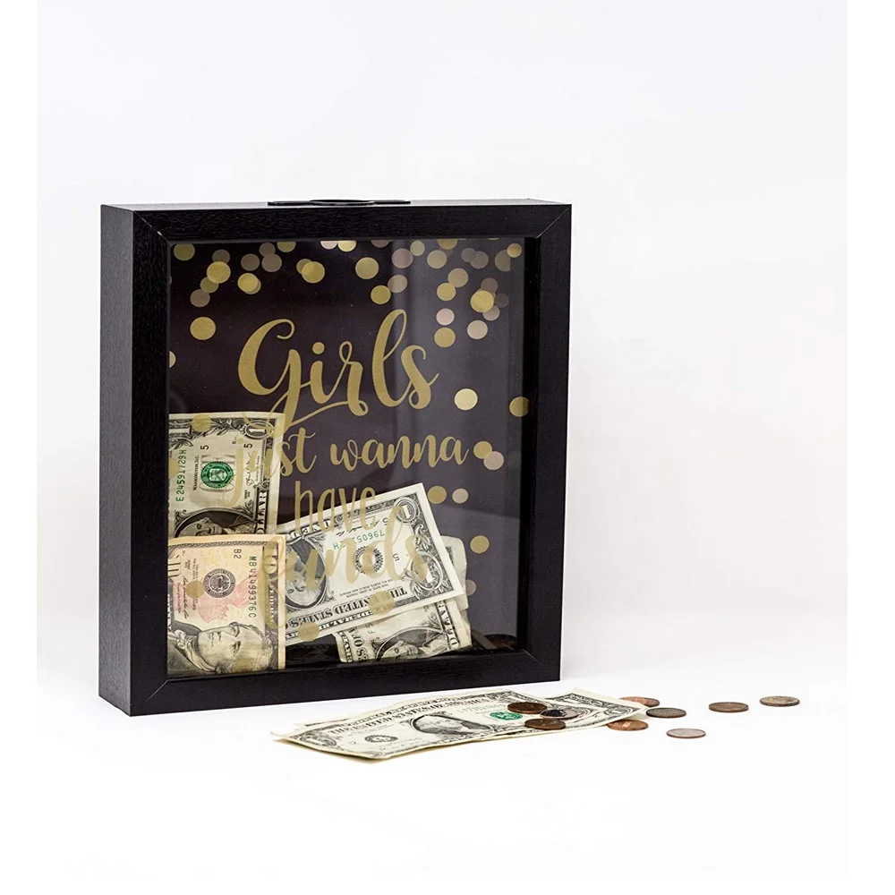 
Shadow box money bank coin saving box for travel vacation honeymoon graduation trip emergency fund 