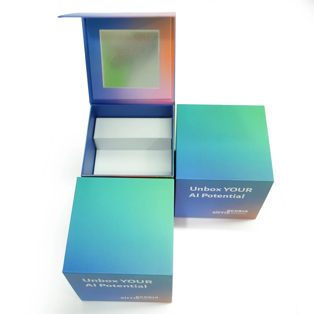 OEM Support Magnetic Lid Cardboard Makeup Palette Eyeshadow Packaging Box With Mirror for Cosmetic Handmade