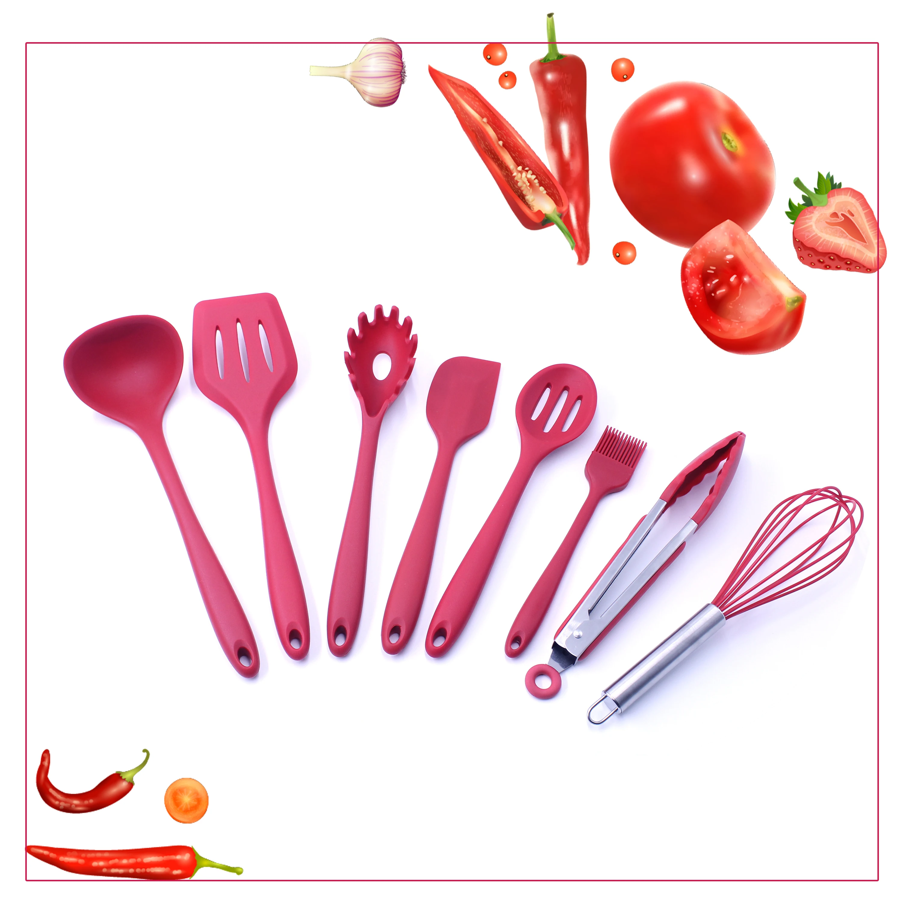 Good Quality Professiona 8 Piecel Silicone Kitchen Utensils Set Best Kitchen Tools Silicone Cooking Utensils