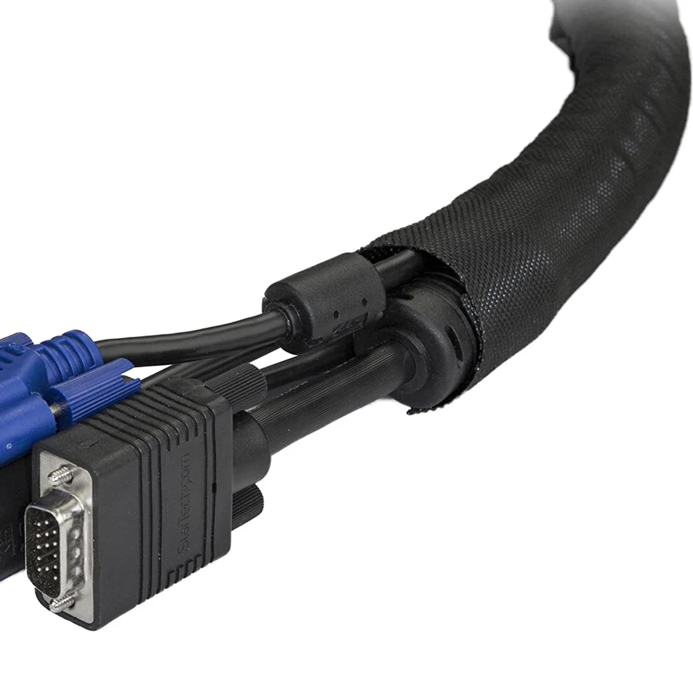 black self wrapping braided sleeve for Wire harness protective sleeve