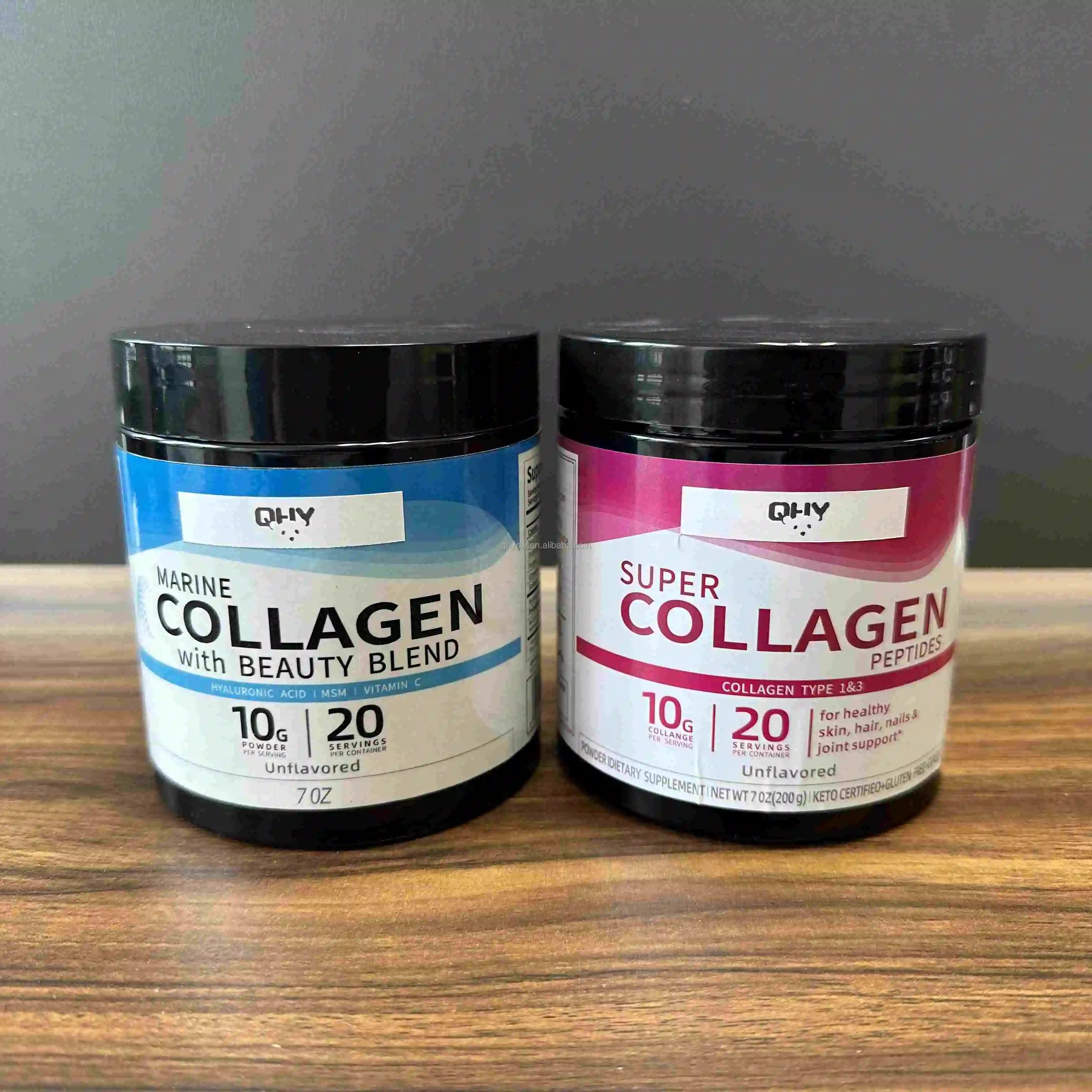 OEM Hydrolyzed Fish Marine Collagen Protein Powder Vitamin C Hyaluronic Acid MSM Drink Hydrolized Collagen Peptides Powder