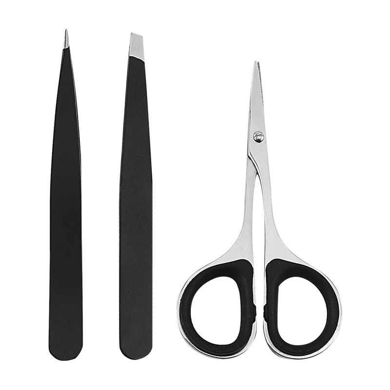 Black beginner Scissors set makeup tool All male professional ladies eyebrow cutting set (1600516923370)