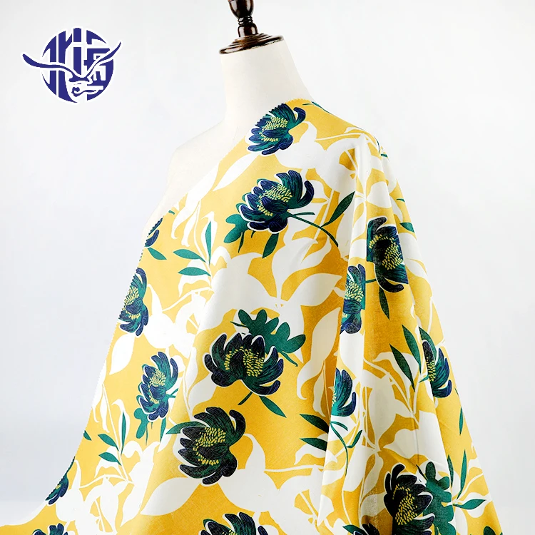 2021 новый дизайн модный цветочный цифровой хлопковый принт летняя льняная смесь ткань для платья
