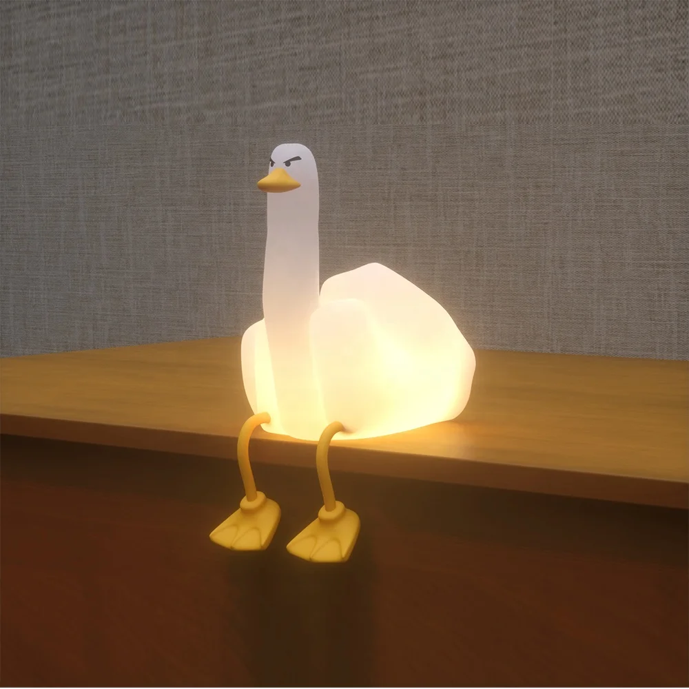 Middle finger duck night light creative gift mobile phone holder USB rechargeable dimmable LED pat lamp