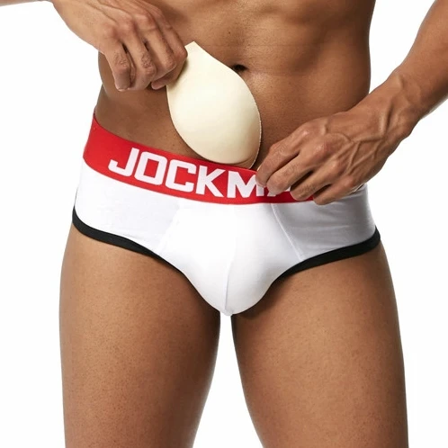 JOCKMAIL Fashion Sexy Men Underwear Push High Cup Padded Briefs Padding Penis pad Boxer Removable Foam cushion male underpants