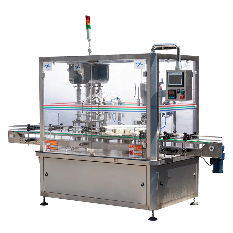 Automatic 4 heads plastic round bottle drinking liquid filling and sealing