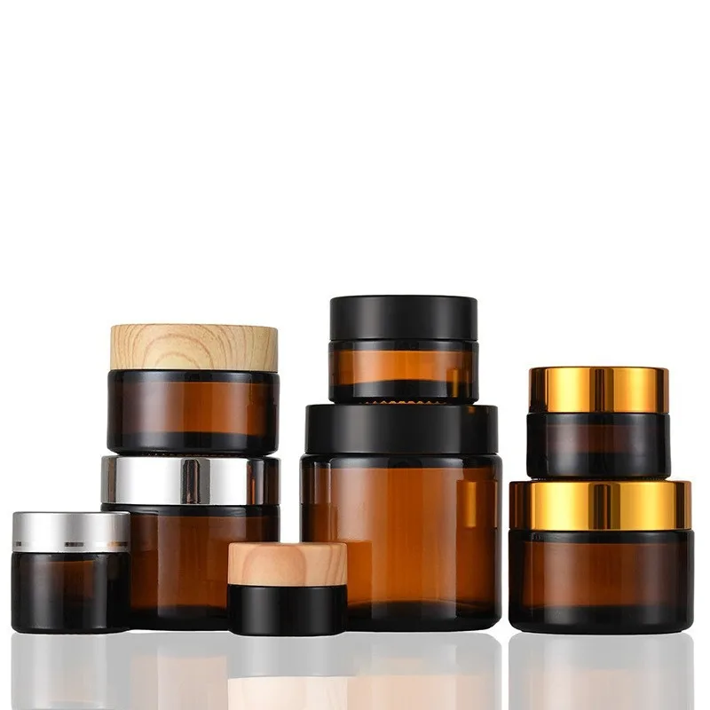 5g 10g 15g 20g 30g 50g 100g Amber Cosmetic Container Cream Glass Jar For Cosmetic Jar With Lid