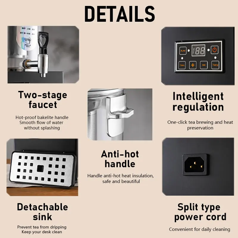 Commercial stainless steel large capacity tea coffee boiler maker electric water urn restaurant buffet juice station service