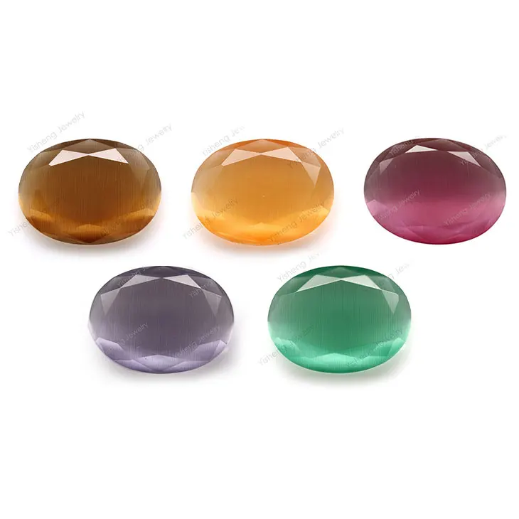 Multi-color optional jewelry ring face inlaid synthetic lattice cut flat back opal oval gemstone wholesale