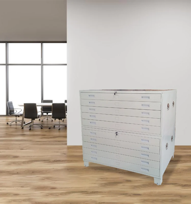 Assembled Metal Lockable Drawer Flat File Map Drawing Storage Cabinet