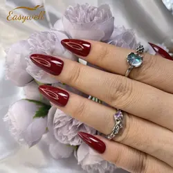 2022 Wholesale false nail Artificial Fingernails Fake Nails almond Stiletto Round Press on Nails with Adhesive Glue Sticker