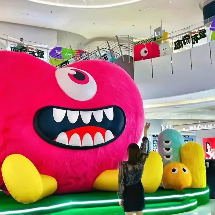 Мультяшные надувные плюшевые игрушки на открытом воздухе большие рекламные животных плюшевый кролик Флокированный медведь Единорог