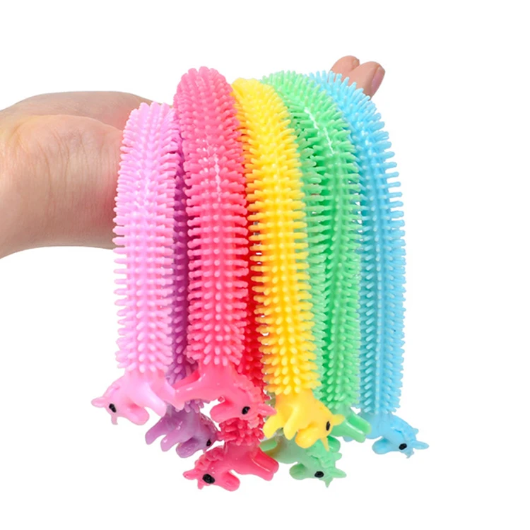 Top Quality Carton Design Fidget Toy Colorful TPR Monkey Noodle Sticky Stretchy Strings Fidget Sensory Toys