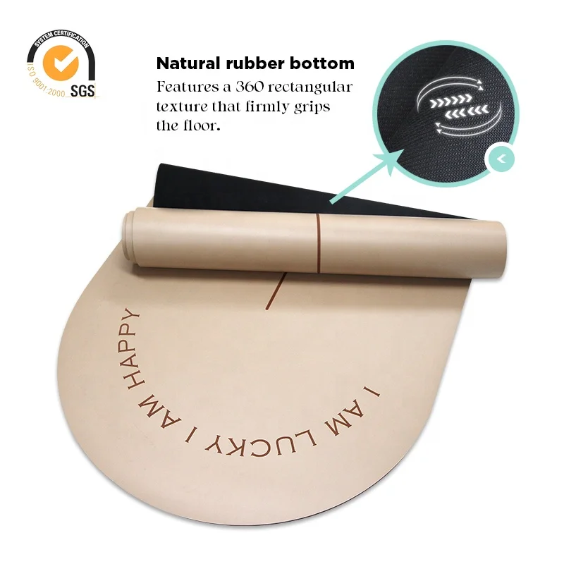 Custom Logo Factory Wholesale 5mm Thick Curve Oval U Shaped Coconut Milk Color Beige Matt PU Rubber Grounded Yoga Mat