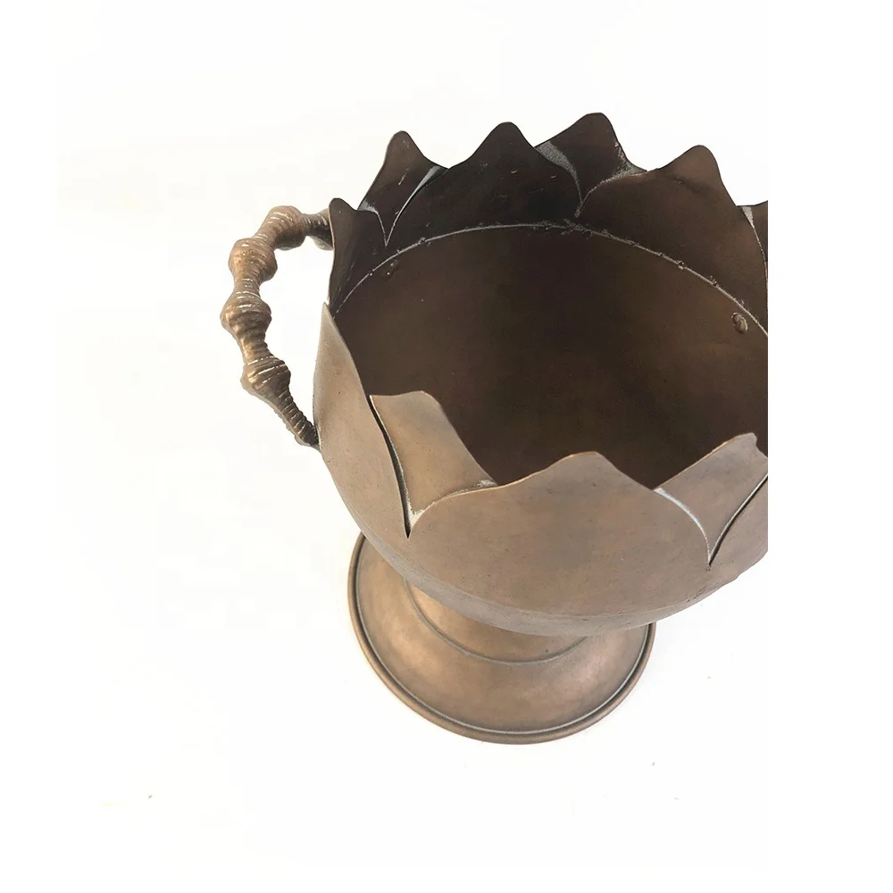 Balcony Vintage Style Metal Outdoor Garden Planter Large Antique Bronze Iron Flower Pot