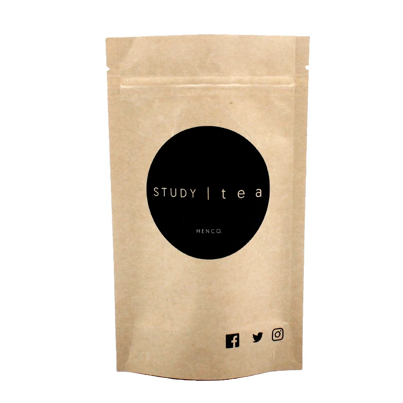 Resealable Ziplock Biodegradable Kraft Paper Bag Eco