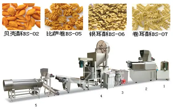 Fried Pallets Snacks Making Machine Fried Snack Food Wheat Flour Bugles Chips Making Machine