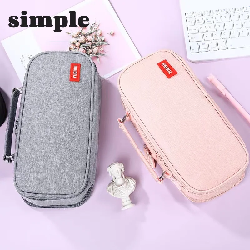 Wholesale large capacity canvas multi-layer pencil bags multi-functional pencil bags for students