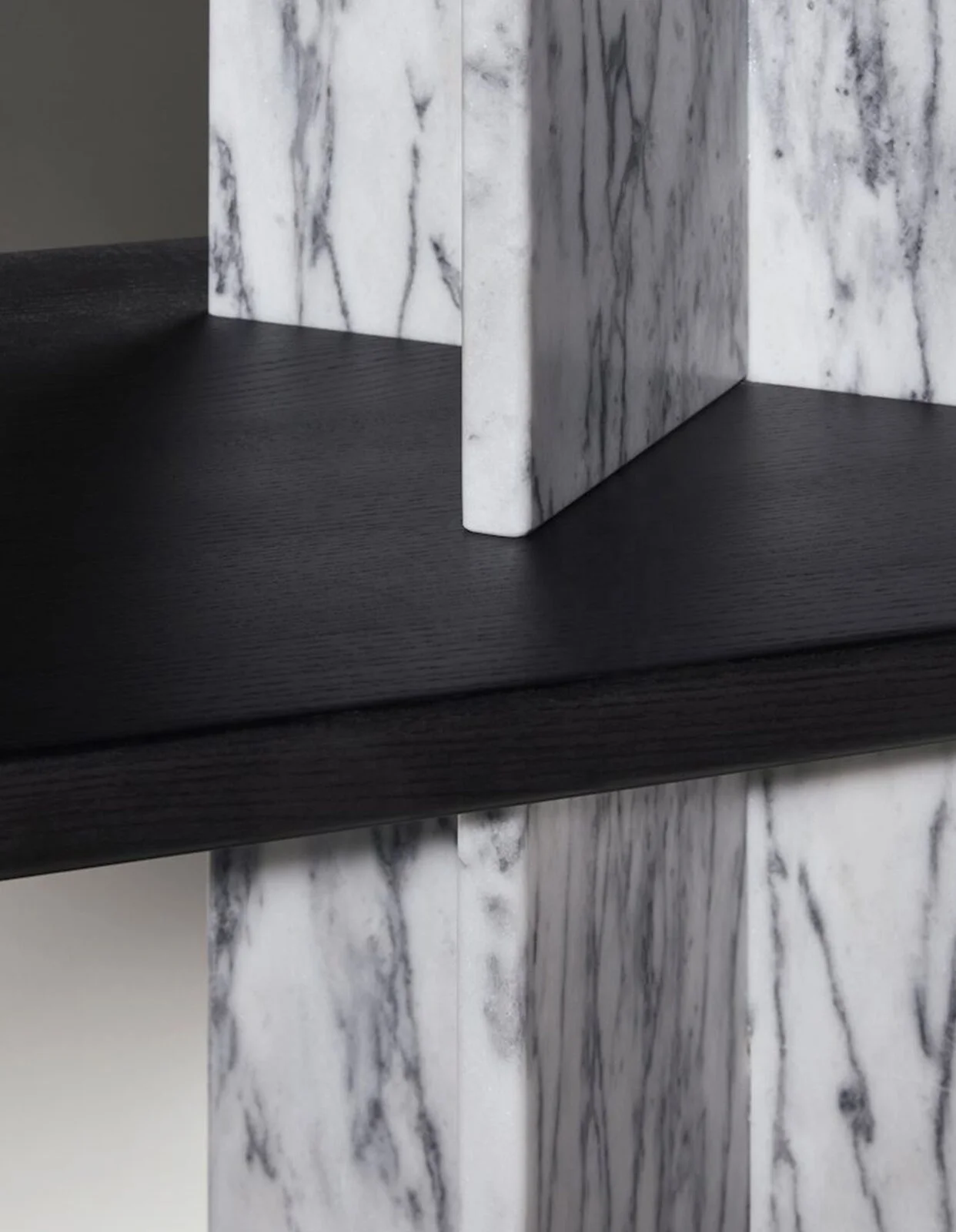 Modern Marble Bookcase Black Ash Wood Display Shelf Living Room Office High Bookstore Lobby Practical Floor Standing Showcase