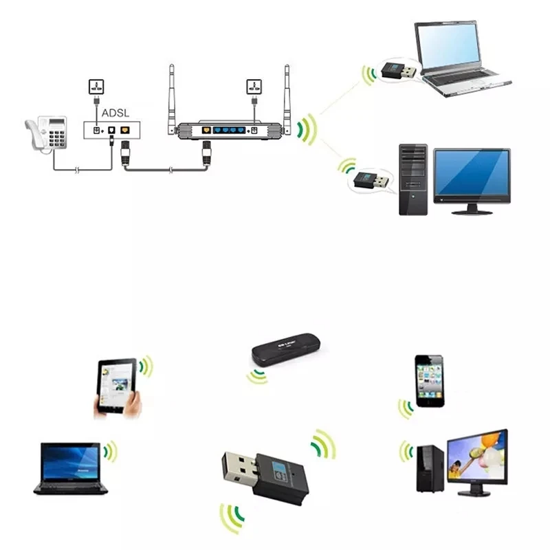 Сетевая карта 2022 AC 300 Мбит/с 2 4 ГГц Wi-Fi-ключ беспроводная сетевая с интеллектуальным чипом RTL8192 беспроводной USB