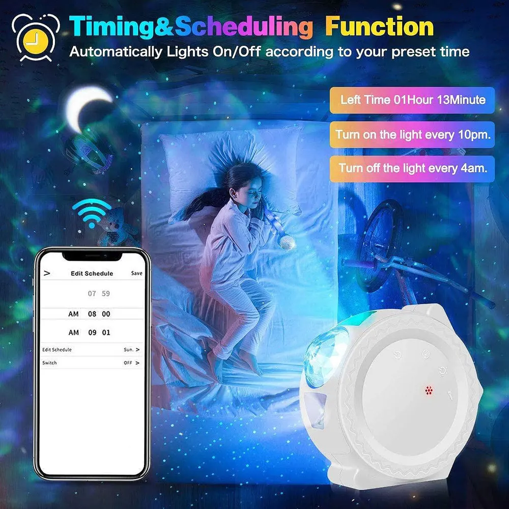 High Quality 3-in-1 Sky+Moon+Star Music Wifi Light Star Projector Work with Alexa/Google Assistance PST-SC511