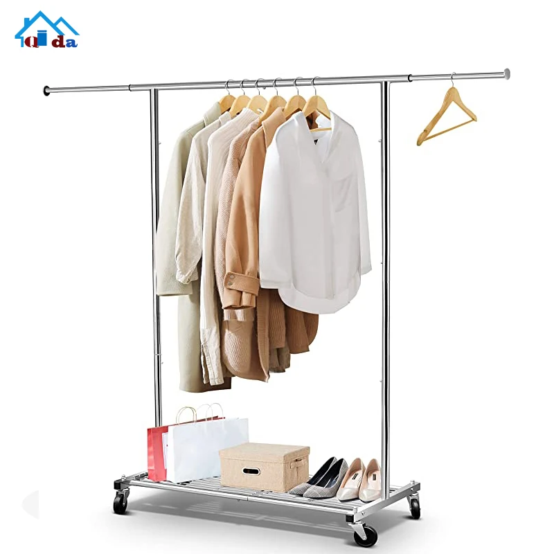 NIHAO stainless steel Cloth Rack Portable Wardrobe Clothes Dryer On Wheels