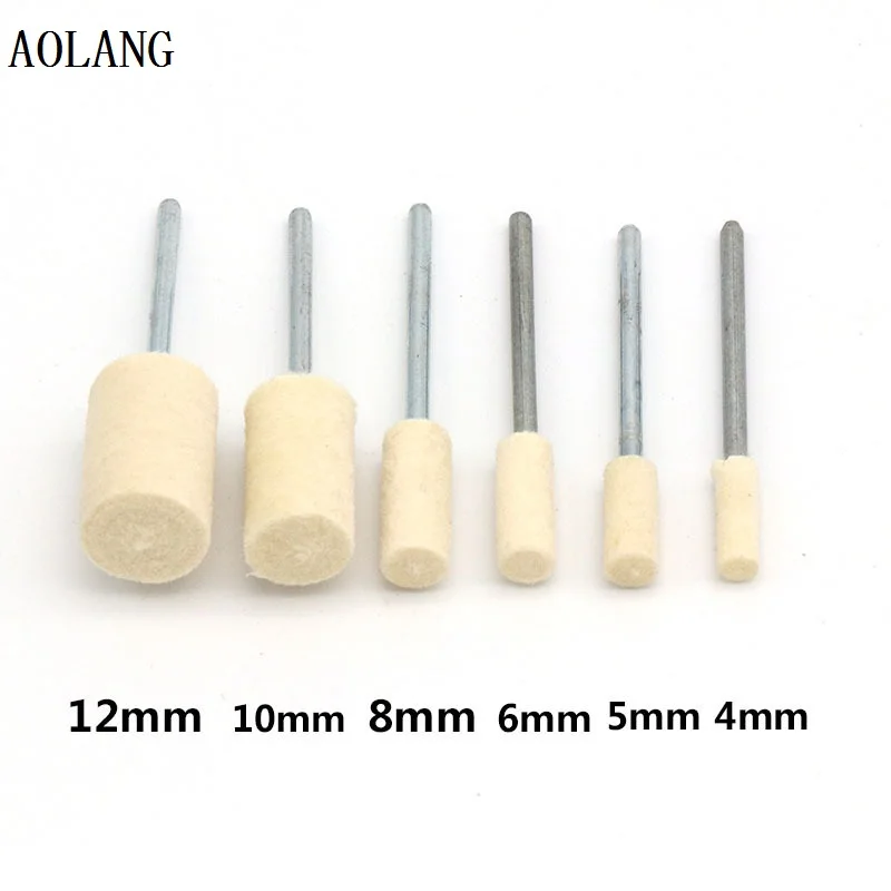 Iron handle 2.35mm/3mm/6mm White wool felt Conical cylindrical ground metal polished nail Jewelry Watch Tool head