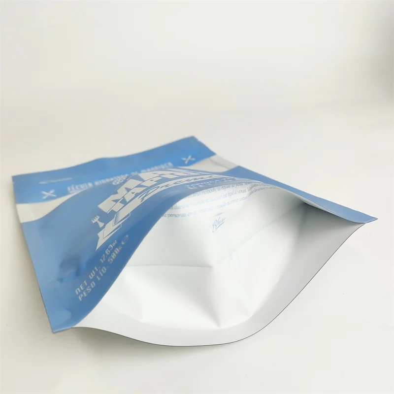 Resealable matte finished plastic one side aluminum foil mylar stand up zipper 500g tapioca powder bag with window