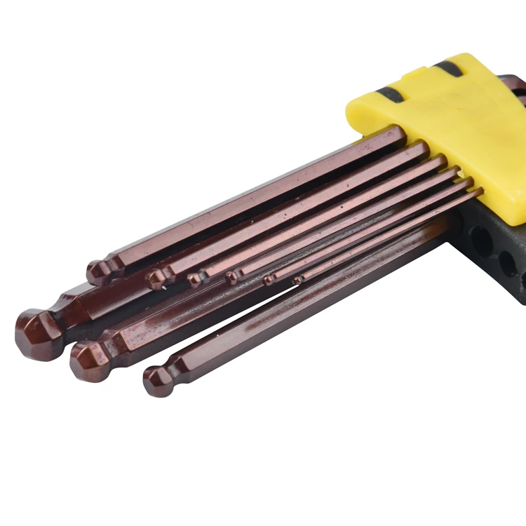 High quality wrench bronze brown color Ball end Hex Key allen  key wrench set