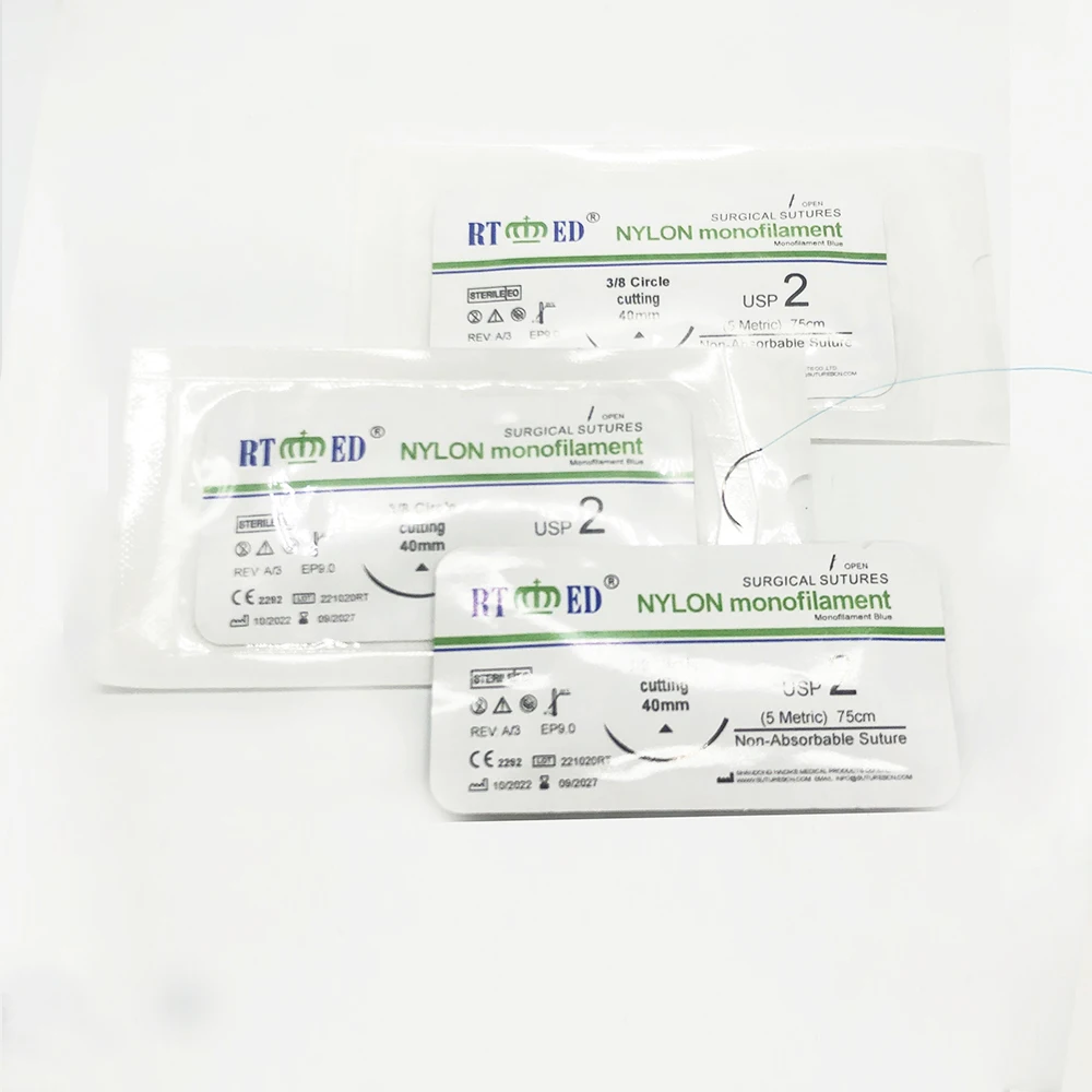 Nylon usp 2/0, 75cm suture length, nonabsorbable and strictly sterile with CE& ISO, factory price, high quality