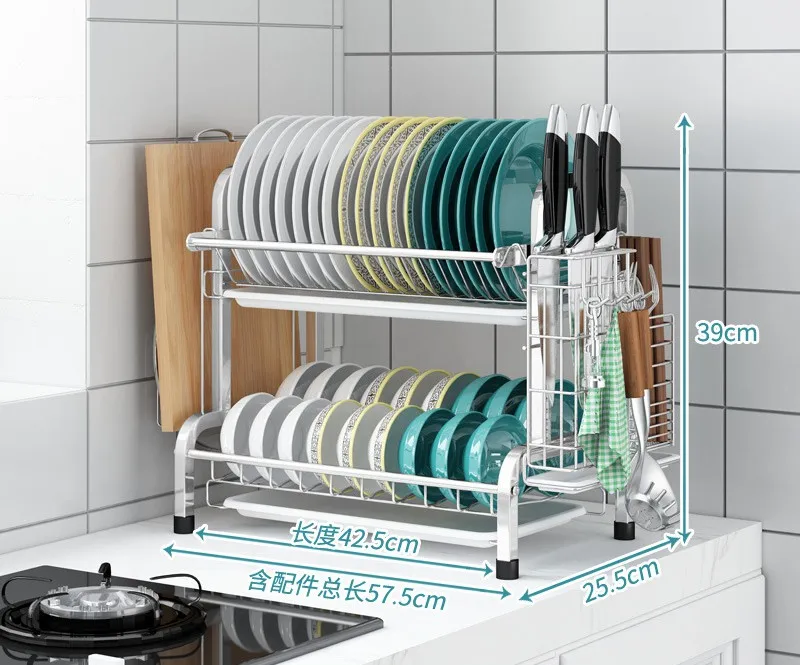 High Quality  201 Stainless Steel Kitchen Storage Over The Sink Dish Drying Rack dish drying rack storage