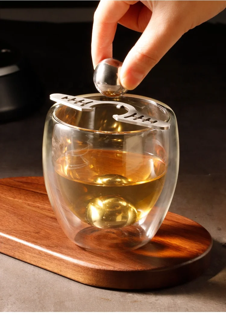 Coffee Frozen Ball Rack For Espresso Whiskey Chilling Stone 304 Stainless Steel Ice Balls with holder