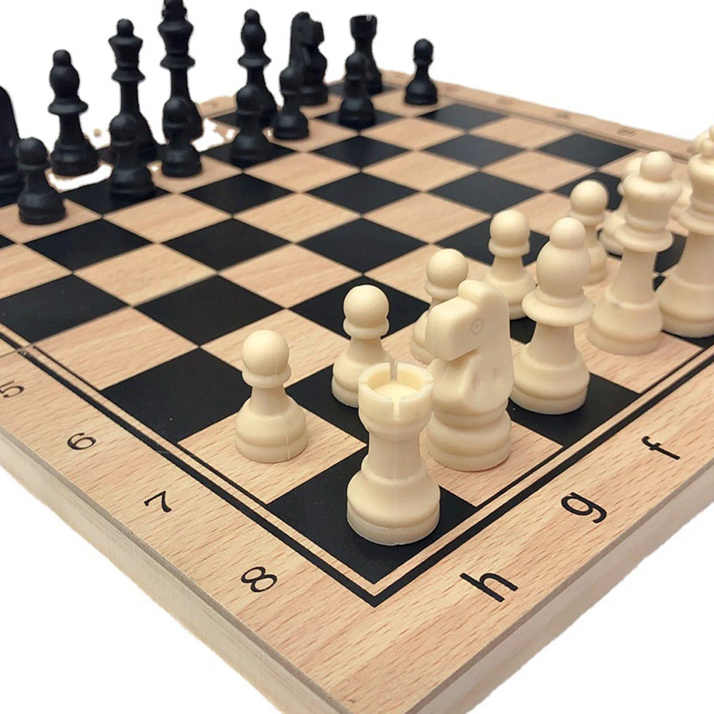 wooden chess set backgammon and plastic chess pieces chess 3 in 1 game 29*29cm