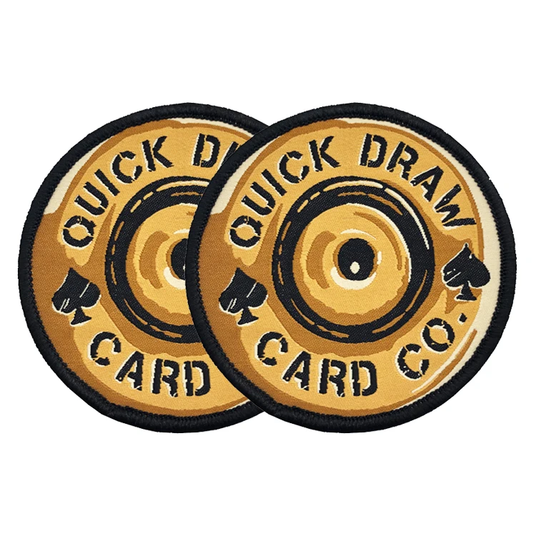 High Quality Damask Woven Logo Patches Brand Name Hook Woven Badges Patches