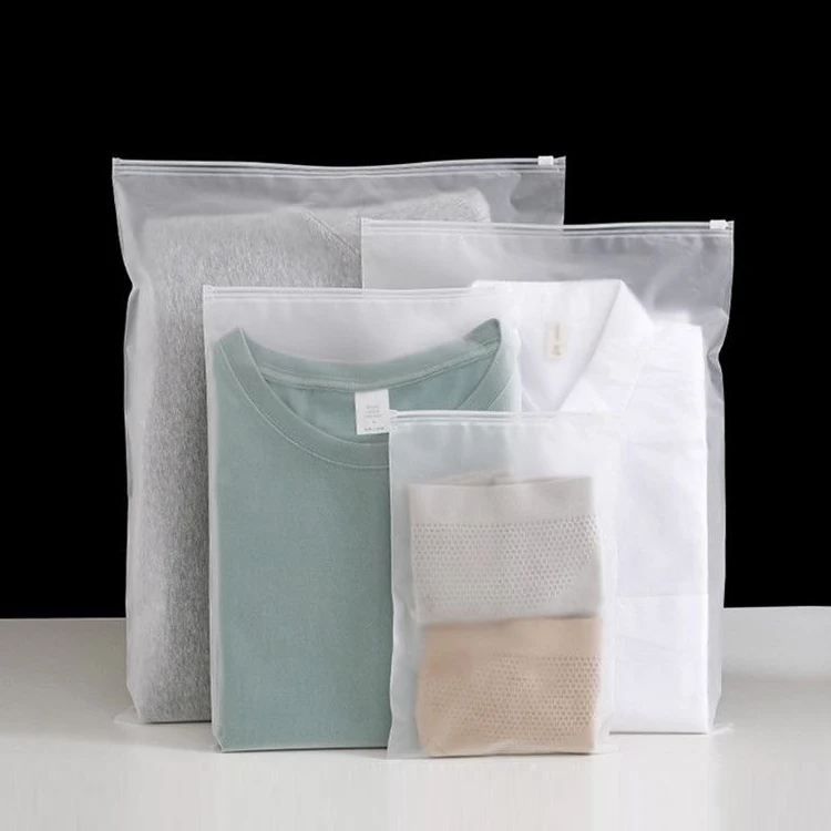 Custom Matte Frosted Biodegradable Plastic Packaging Zipper Bags T Shirt Garment Clothing Zip Lock Bags With Logo