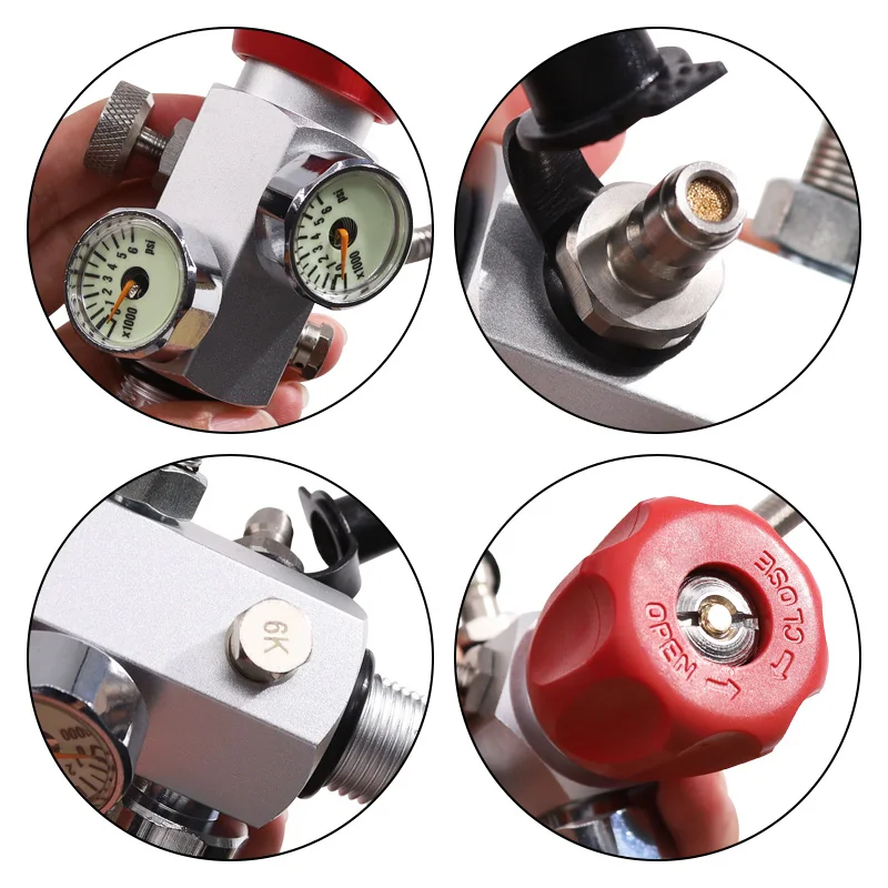 5/8-18UNF or M18*1.5 or 7/8-14UNF Paintball Fill Station Paintball Pcp air  Charging Valve Dual Gauge with 50cm Hose